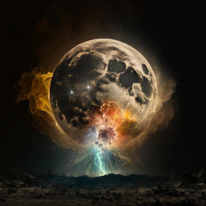 a depiction of a powerful Moon